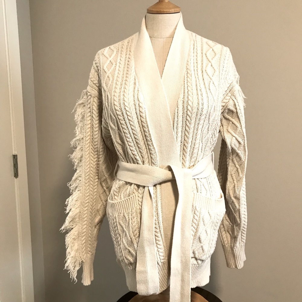 Who What Wear Cream Cable Knit Cardigan